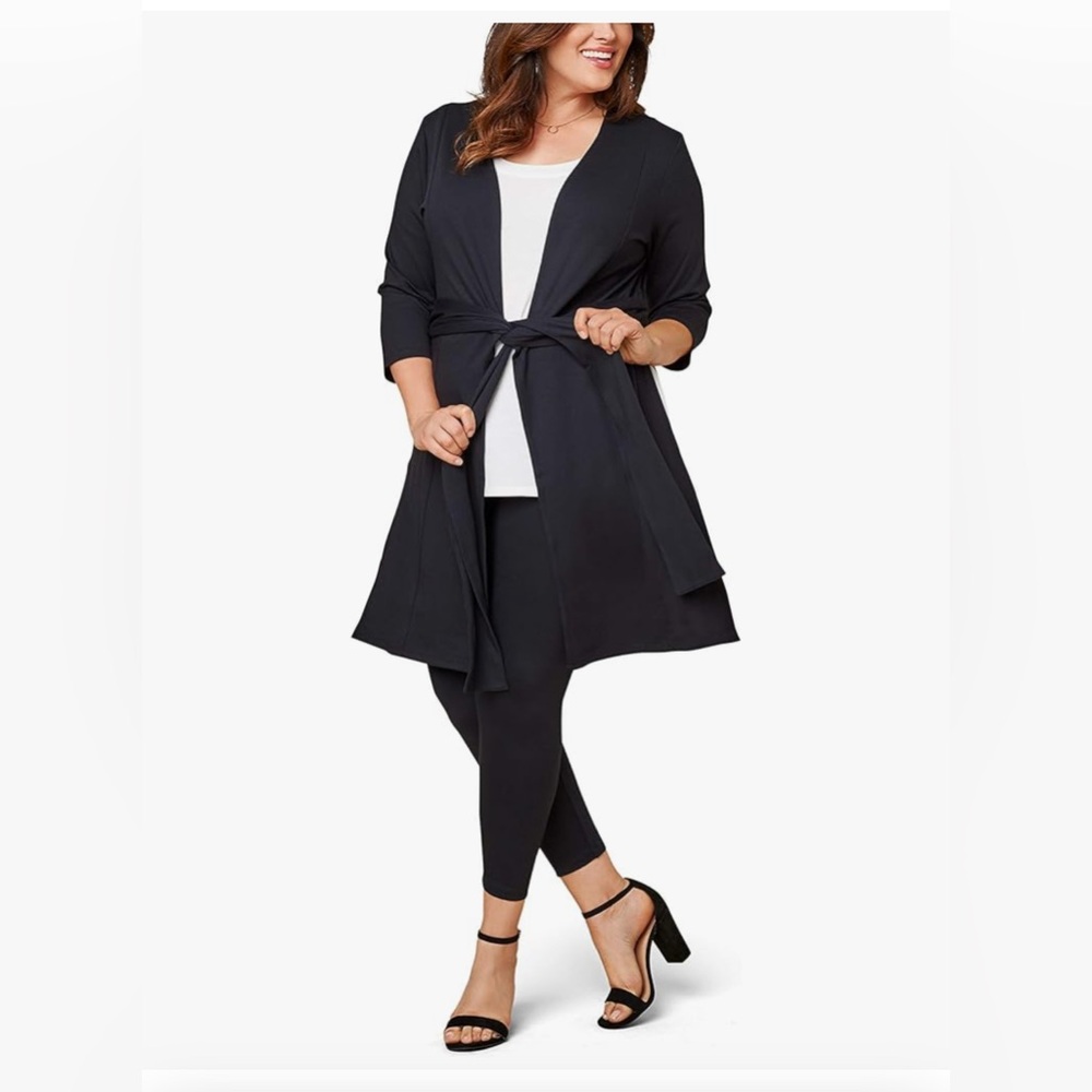 Fruit of the Loom Womens Ponte Open Front Long Cardigan